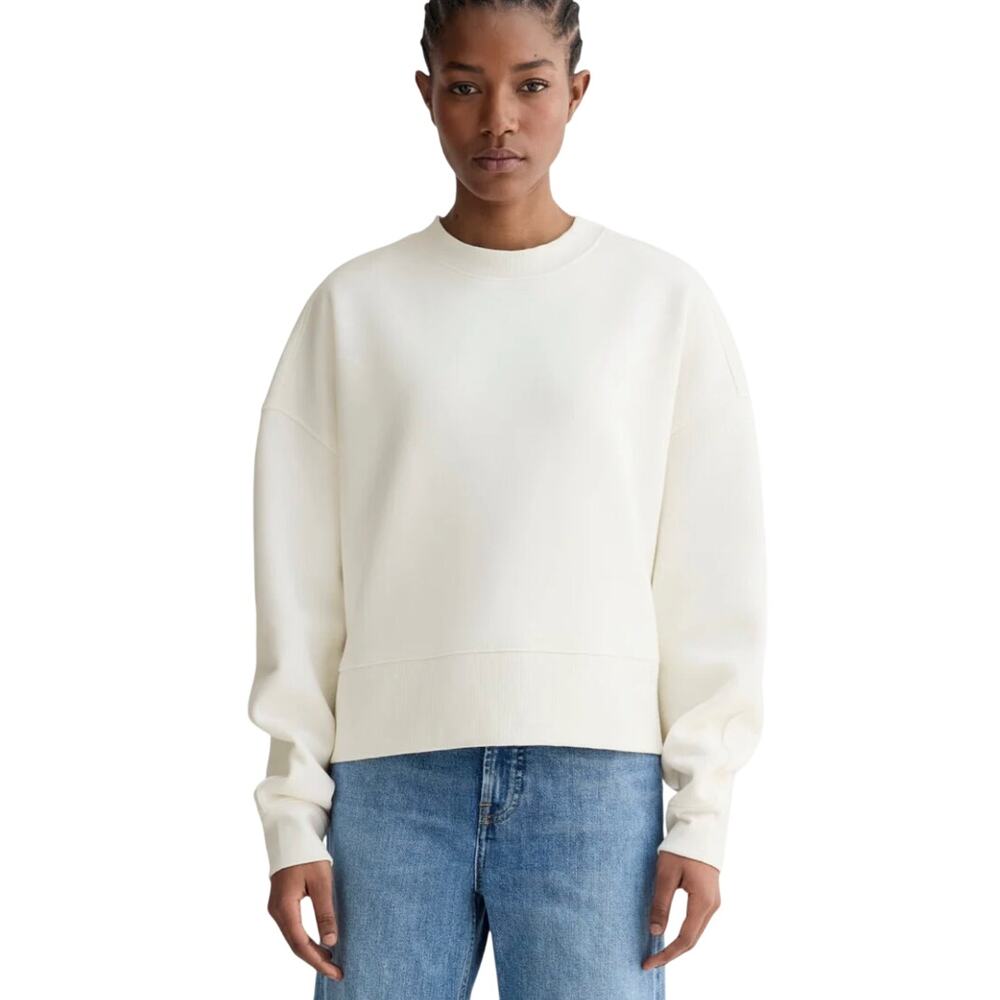 Everlane The Luxe Fleece Cropped Sweatshirt in Bone size XS NWT